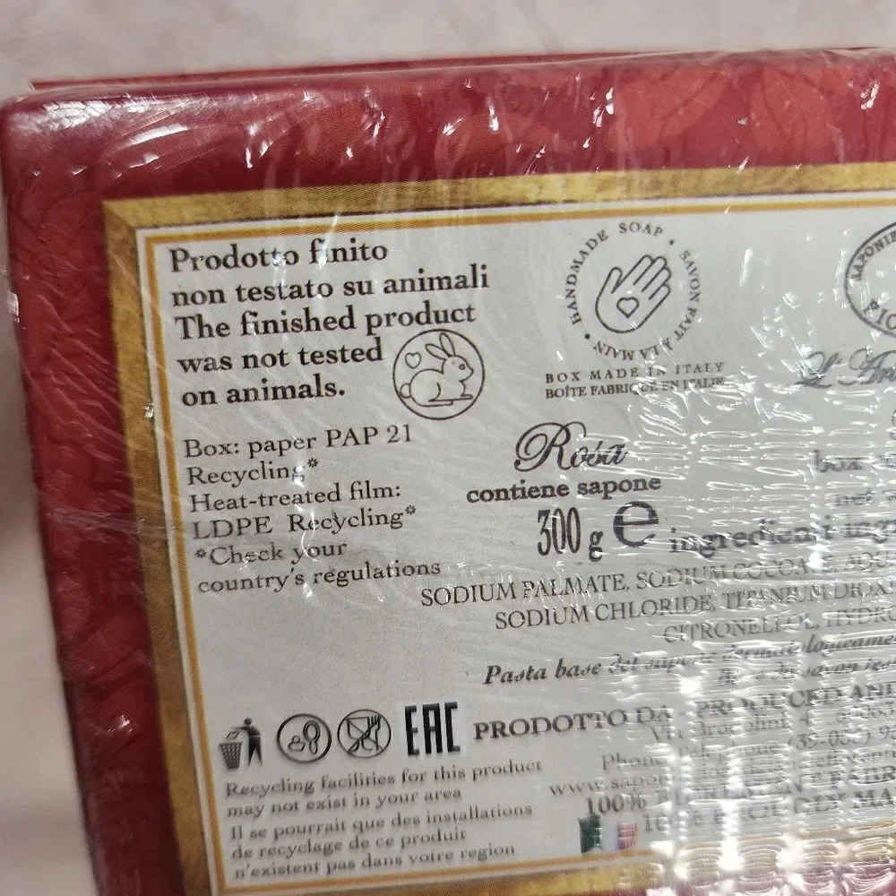 NEW La Saponeria 10.5 oz Firenze Bouquet Rose Scented Soap Made in Tuscany Italy